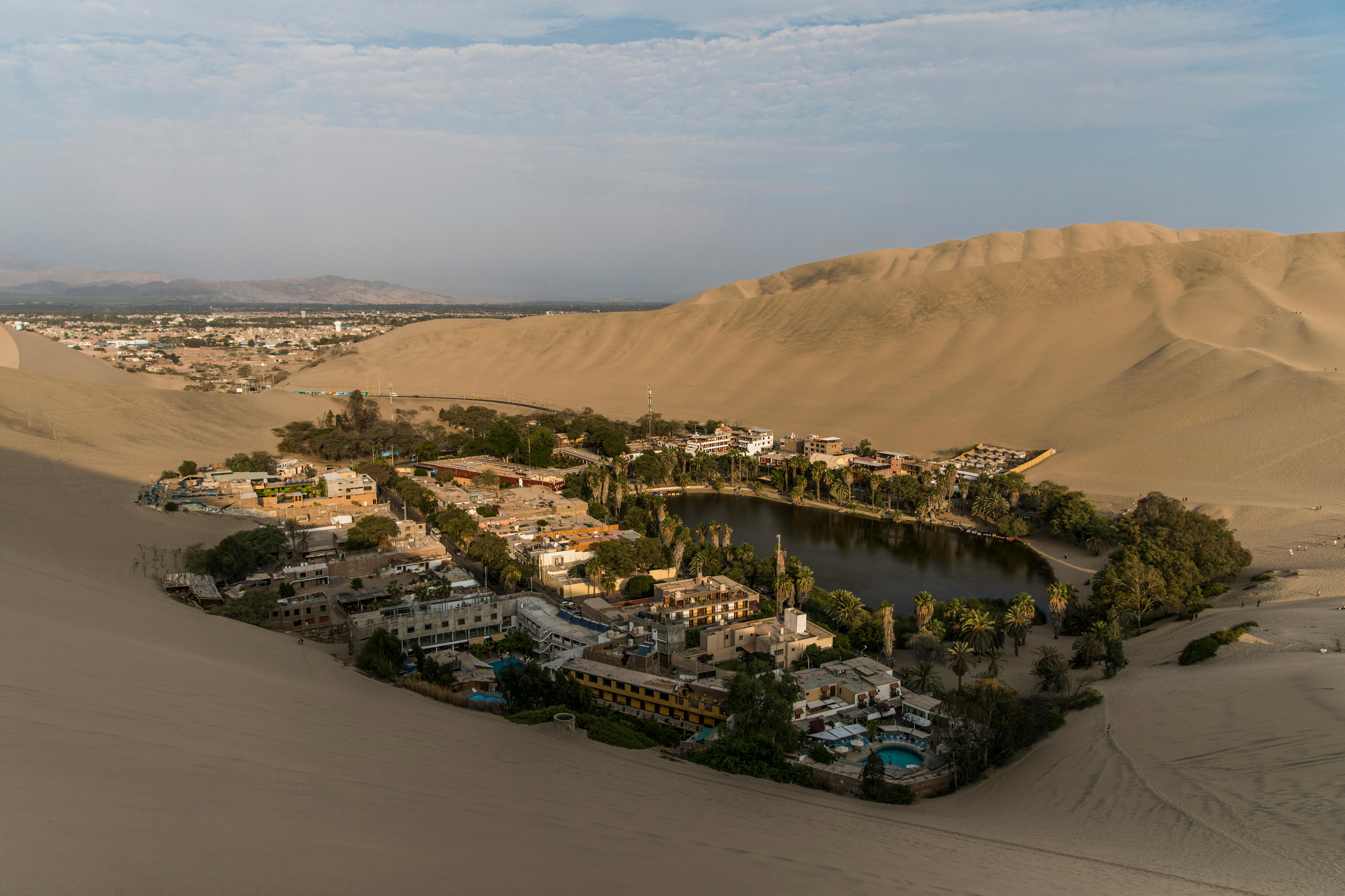 Panned Out View of Huacachina Oasis